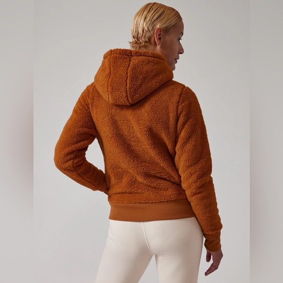 ATHLETA Tugga Sherpa Women's Cattail Brown Hoodie Size XS - Picture 1 of 8